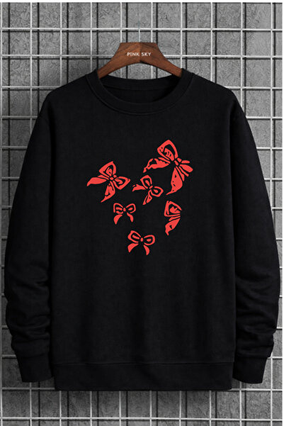 Pink Sky Unisex Printed Crew Neck Sweatshirt Oversized Cotton Daily Comfortable