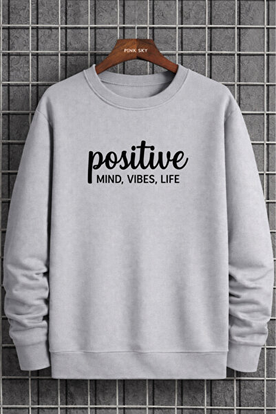 Pink Sky Unisex Printed Crew Neck Sweatshirt Oversized Cotton Daily Comfortable