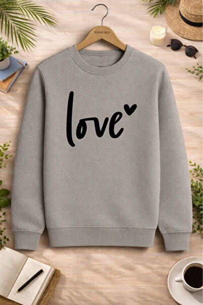 Pink Sky Unisex Printed Crew Neck Sweatshirt Oversized Cotton Daily Comfortable