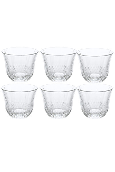 Generic Elegant patterned transparent teacup set - 6 pieces