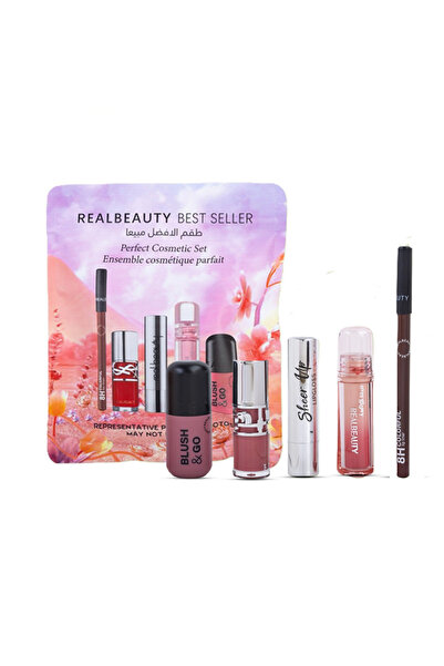 real beauty طقم الأفضل مبيعا للشفاة والخدود من ريل بيوتي 5 قطع