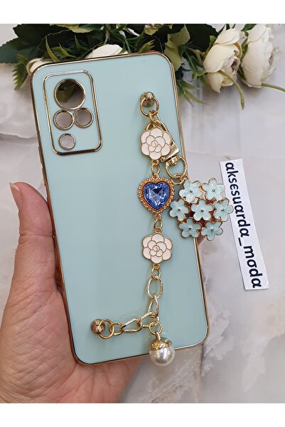 Aksesuarda Moda حافظة لامعة متوافقة مع هاتف VIVO V21 مزودة بفتحة يدوية مزخرفة...