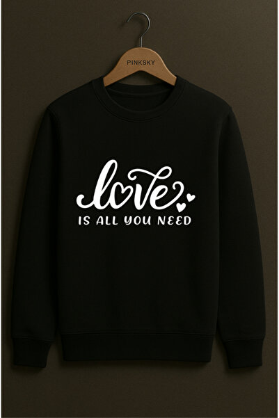 Pink Sky Unisex Printed Crew Neck Sweatshirt Oversized Cotton Daily Comfortable