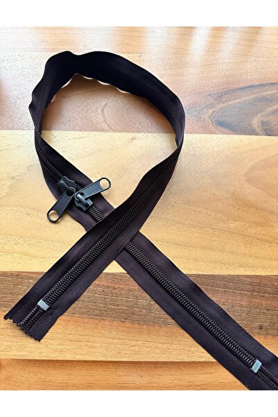 e tuhafiye 1 Adet 90 Cm Kahverengi Kalın Dişli Çift Başlıklı Fermuar (Dişler ...