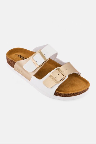 MUDD Women Adjustable Buckle Two Strap Cork Sandals, Multicolor