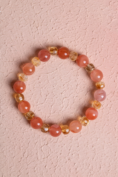 OSMANLI DOĞAL TAŞ Certified Citrine, Yemen Agate Natural Stone Bracelet (Sk:369)