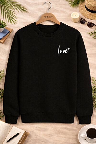 Pink Sky Unisex Printed Crew Neck Sweatshirt Oversized Cotton Daily Comfortable