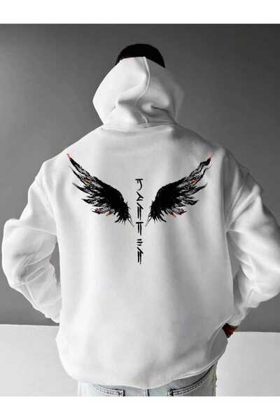 ELAN WEAR Hanorac unisex cu cu imprimeu fire, cu glugă