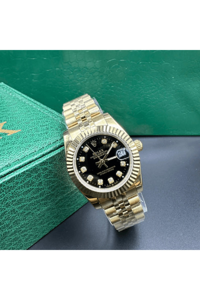 Rolex Women's Watch Gold on Black