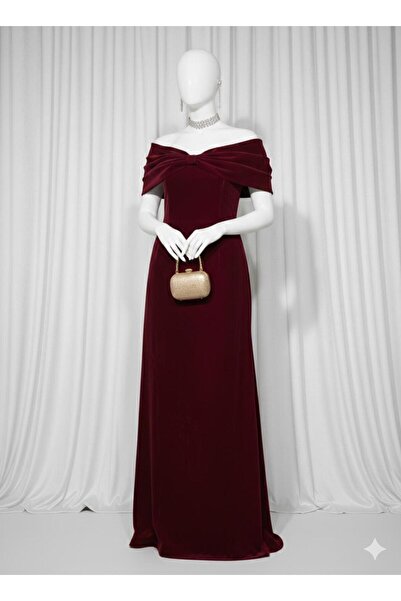 KALDE Elegant burgundy velvet dress