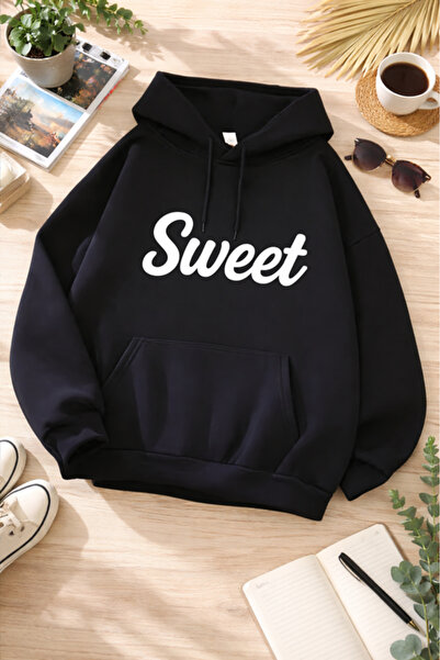 Pink Sky Унисекс суитшърт с качулка и принт | Оверсайз, памук, ежедневен комфорт