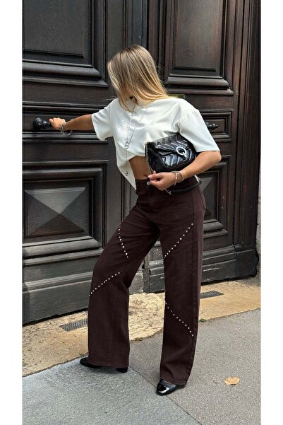 Demhana Boutique Brown high-waisted jeans