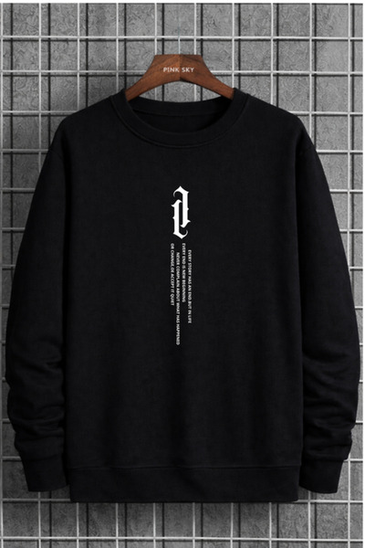 Pink Sky Unisex Printed Crew Neck Sweatshirt Oversized Cotton Daily Comfortable