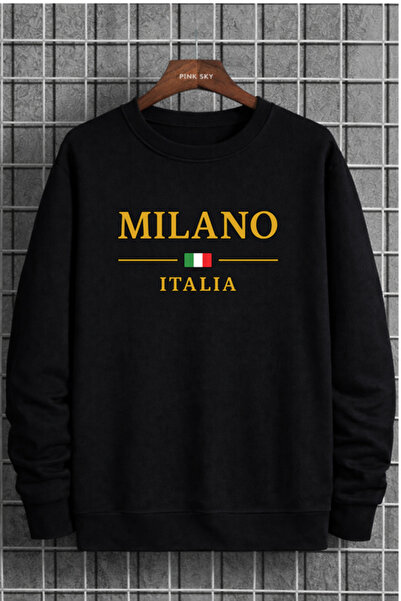 Pink Sky Unisex Printed Crew Neck Sweatshirt Oversized Cotton Daily Comfortable