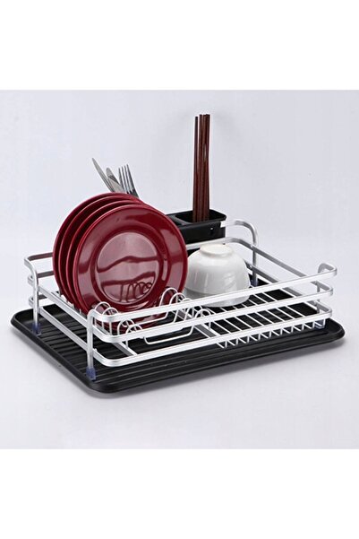 OEM RustFree dish drainer with cutlery holder, aluminum, silver/black, 42x30x...