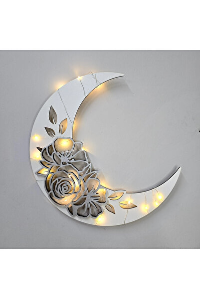 STDEKOR Moon Flower Gümüş - Led Işıklı Duvar Dekoru