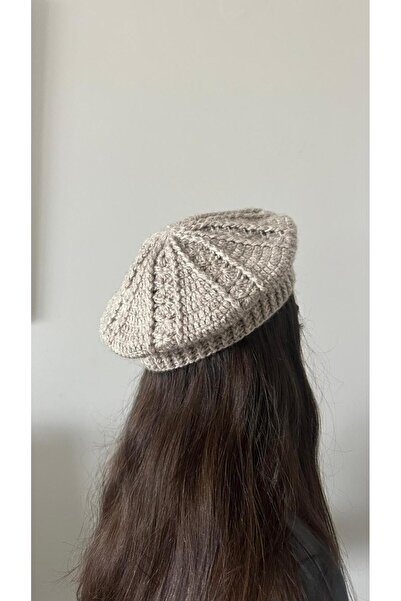 POFUDUK Hand Knitted Painter Beret Hat Pfdkb1 Beige