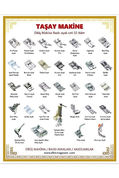 TASAYMAKİNE Özel 32 Parça Dikiş Makinesi Ayak Seti