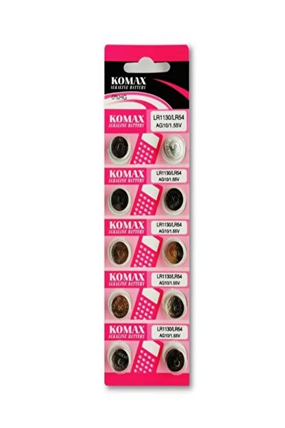 komax 10 Adet AG10/LR1130H/389A 1.5v Düğme Pil Lazer Saat Oyuncak Pili Alkali