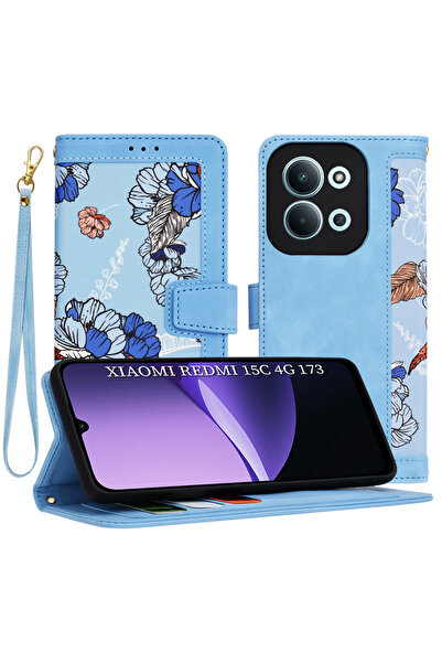 Techsuit Husa personalizata fete Xiaomi Redmi 15C 4G FlipCraft, bleu