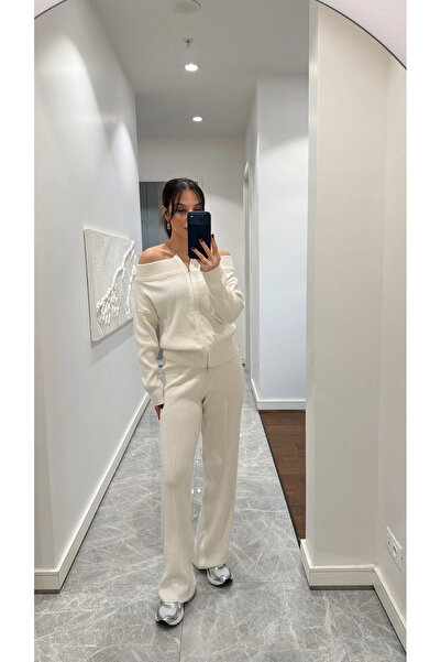 GND Madonna Collar Double Zipper Women's Knitwear Set