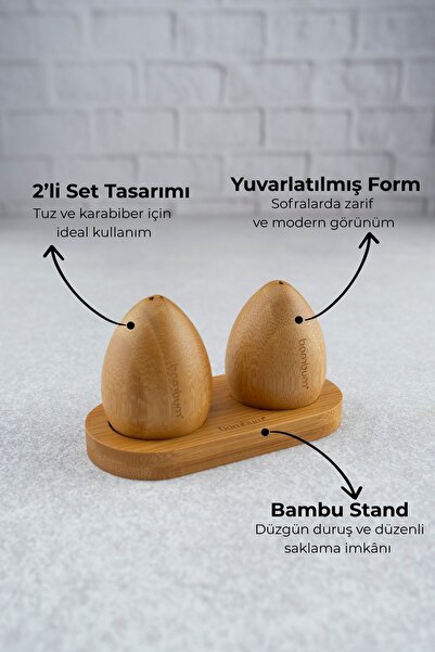 h homerest وعاء ملح وفلفل خشبي على شكل بيضة من الخيزران مع حامل، وعاء ملح وفل...