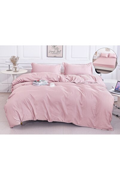 trendyhome DAMASK Double Bed Linen – 4 Pieces – Fitted Sheet – Cotton