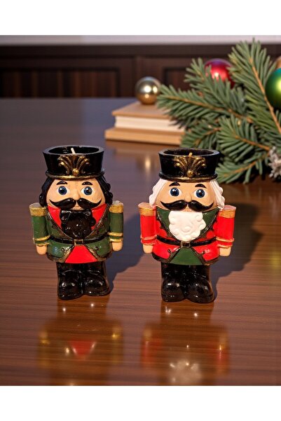 Turapia Design Kurşun Asker El Boyaması Fındık Kıran Özel Tasarım Mumluk Teal...