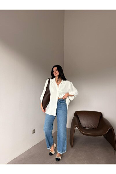 Bade Butik جينز أمي الأزرق