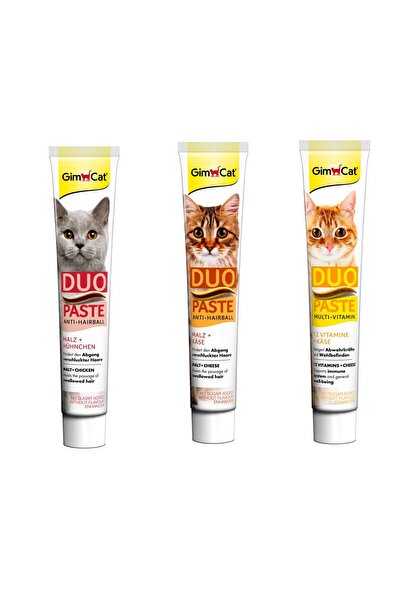 Gimcat Duo Üçlü Set (Duo Paste Tavuk 50 gr + Duo Paste Peynir 50 gr + Duo 12 ...