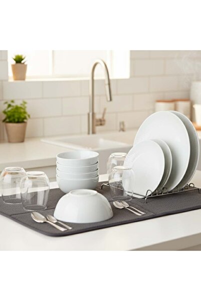 Decobella Bizdeneve Mikrofiber Bulaşık Kurutma Matı Tezgah Üstü - Antrasit