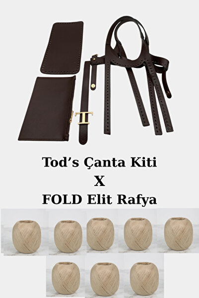 BD fold yarn Tods Model Bitter Brown Knitting Bag Kit Elite Raffia Yarns Incl...