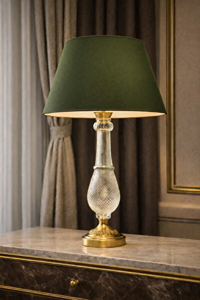 Lampada Zoa Gold Kaplama Kristal Modern Abajur - Yeşil