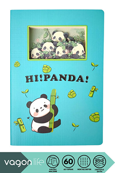 Vagonlife New Collection Pandas 3D Layered Illustration Art Design Dotted Not...