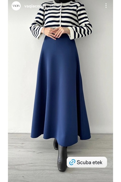 Trend Marfa Women's Puff Scuba Flared Hijab Skirt