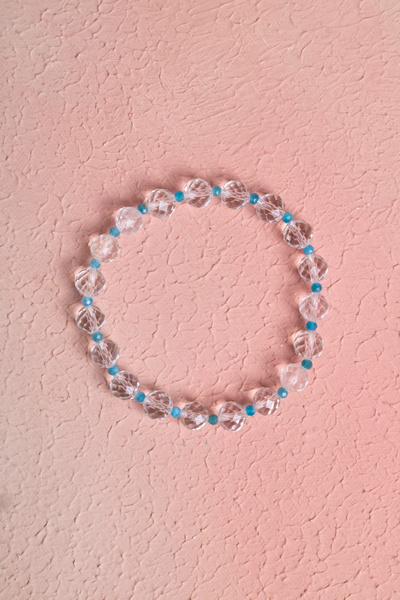 OSMANLI DOĞAL TAŞ Certified Apatite, Crystal Quartz Natural Stone Bracelet (S...