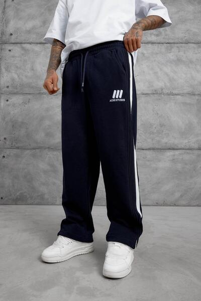 NOMARC Navy Blue Achestudios Written Baggy Trackpants