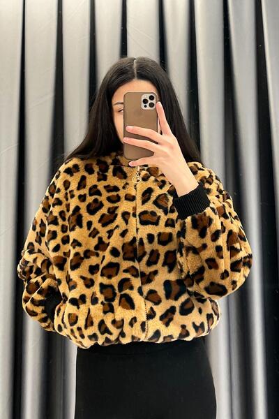 TOPSHOW معطف من القطيفة منقوش - ليوبارد LEOPAR