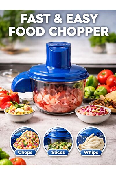 TSUMAB Manual Pull Food Chopper & Vegetable Cutter – Fast & Easy Fruit, Veget...