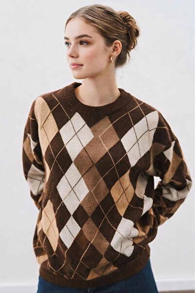 TOFAN TRİKO BAKLAVA PATTERNED KNIT SWEATER