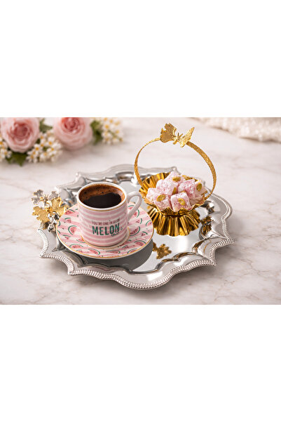 Fabrication 6-Piece Stainless Steel Tea Coffee Engagement Presentation Tray w...