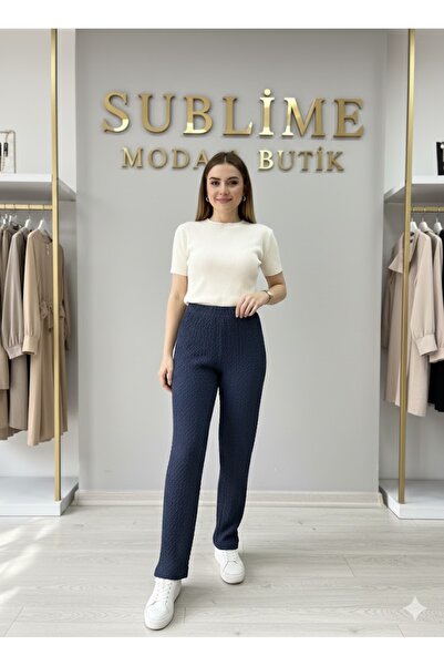 Sublime Butik بنطلون رياضي فضفاض بخصر مطاطي وساق غير مطاطية مريح