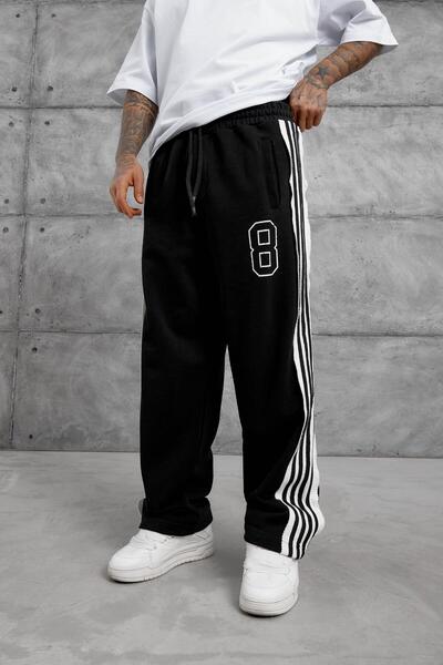 NOMARC Black 8 Printed Baggy Trackpants