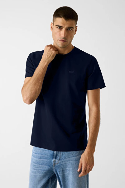 Guess Short Sleeve Crew Neck New Technical Stretchy Men's Navy T-Shirt M6Ri19...