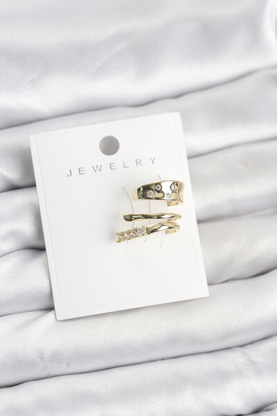 Nehir Gold Color Zircon Stone Brass Cartilage Earrings Valentine's Mother's T...