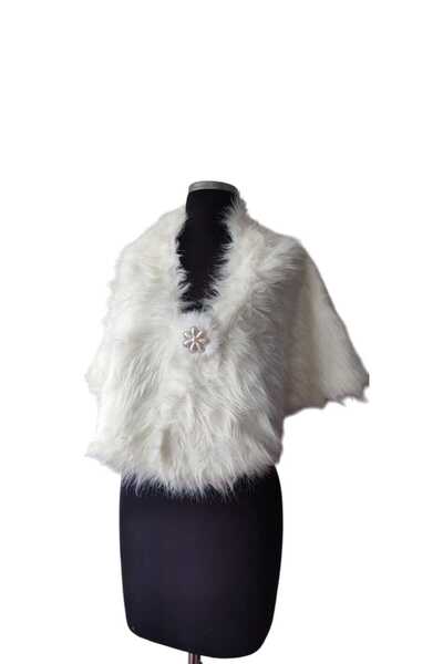MODA NUR Pelerina, Bolero de blană, Bolero alb, Bolero de mireasă 1,40*50 cm