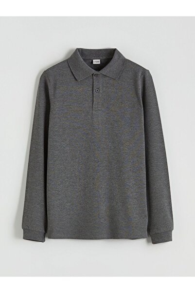 LC Waikiki LCW Kids Antrasit Polo Yaka Basic Erkek Çocuk Tişört