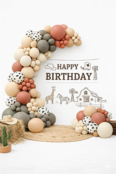 party mix Safari ve Çiftlik Konsept Doğum Günü Balon Zinciri Seti - 65 Parça ...