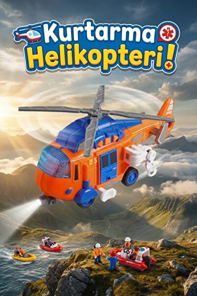 craftivio Sesli Ve Işıklı Kurtarma Helikopteri Turuncu - Pervaneli Eğitici Oy...
