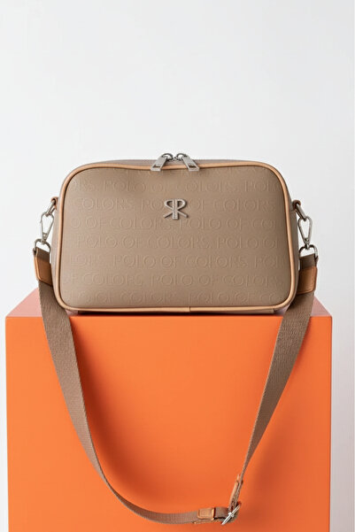 Çanta Trend Polo of Colors Mink Embossed Print Three Compartment Women's Shou...